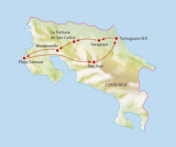 Map: Familiereis COSTA RICA NATUUR & STRAND - 16 dagen; Felgekleurde gifkikkers (Koning Aap)