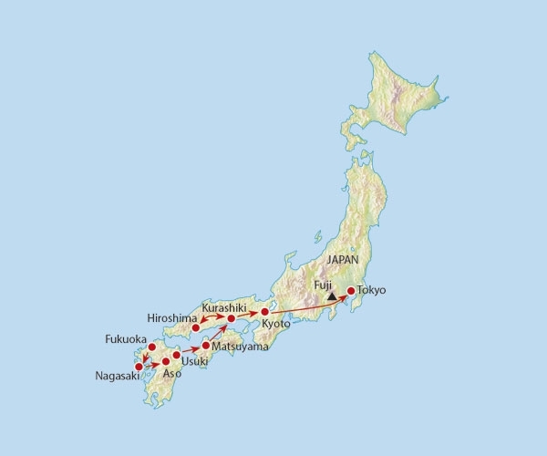 Map: Rondreis JAPAN HOOGTEPUNTEN - 22 dagen; Verfijnde rituelen (Koning Aap)