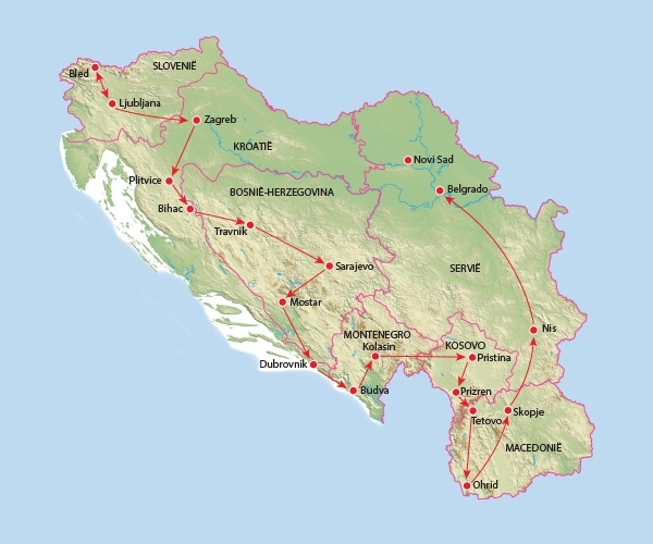 Map: Rondreis VOORMALIG JOEGOSLAVIË - 24 dagen; De ziel van de Balkan (Koning Aap)