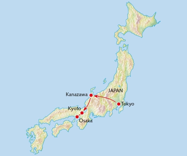 Map: Rondreis JAPAN - 15 dagen; Land van de rijzende zon (Koning Aap)