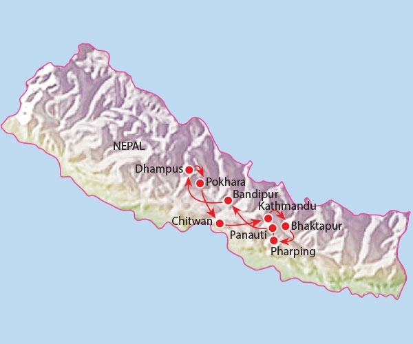 Map: Rondreis NEPAL - 16 dagen; Hoog in de Himalaya (Koning Aap)