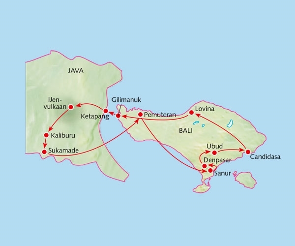 Map: Rondreis INDONESIË: BALI & JAVA - 15 dagen; Koraalriffen en vulkanen (Koning Aap)
