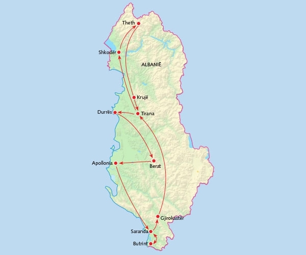 Map: Rondreis ALBANIË - 9 dagen; Land van bergen en oude koninkrijken (Koning Aap)