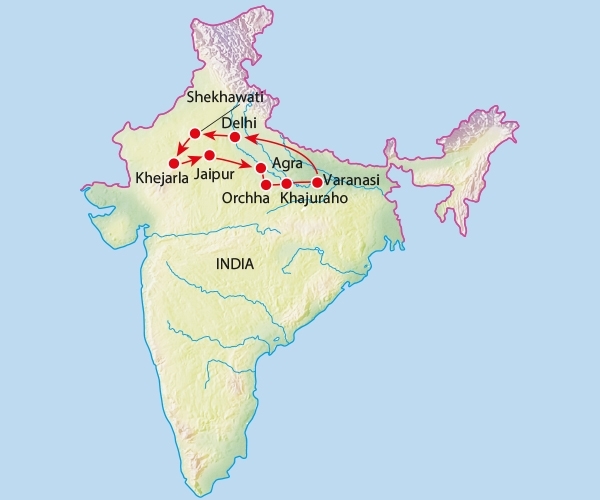 Map: Rondreis NOORD-INDIA - 22 dagen; Prachtige exotische rijkdom (Koning Aap)