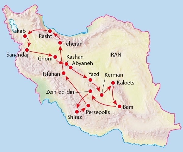 Map: Rondreis IRAN - 22 dagen; Op weg naar Isfahan (Koning Aap)