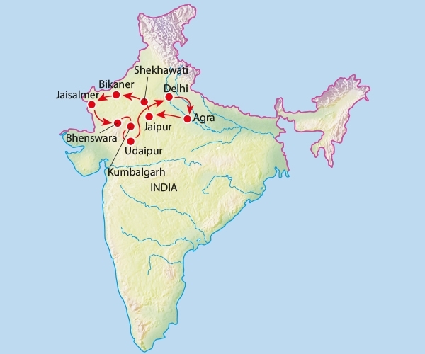 Map: Familiereis NOORD-INDIA AVONTUUR - 22 dagen; Reizen als een maharadja (Koning Aap)