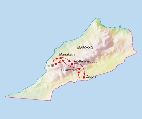Map: Familiereis MAROKKO KORT - 8 dagen; Verkenning van het zuiden (Koning Aap)
