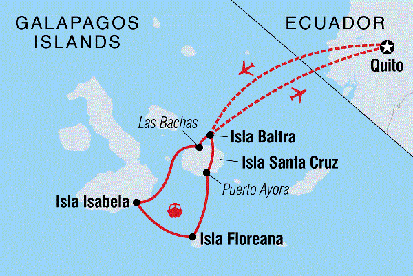 Map: Galapagos Encounter: Southern Islands (Grand Queen Beatriz) (Intrepid)