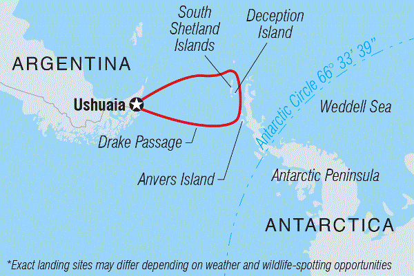 Map: Best of Antarctica: Pristine Wilderness (Ocean Endeavour) (Intrepid)