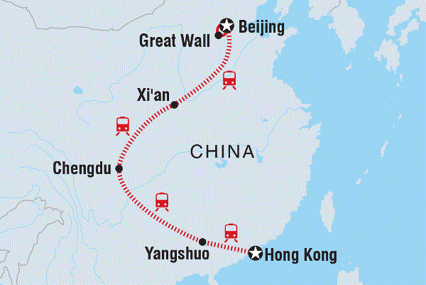 Map: China Family Holiday (Intrepid)