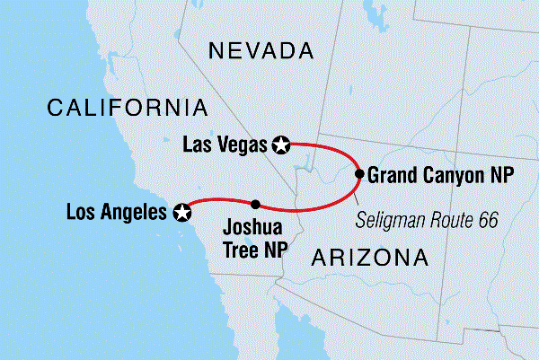 Map: LA to Vegas Adventure (Intrepid)