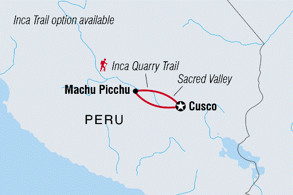 Map: Quarry Trail to Machu Picchu Extension (Intrepid)