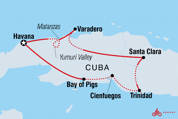 Map: Cycle Cuba: East (Intrepid)