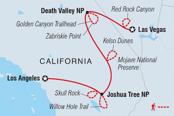 Map: Hiking in Joshua Tree and Death Valley (Intrepid)