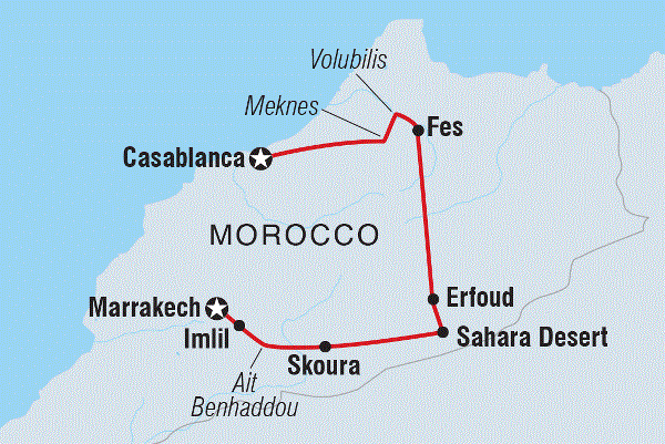 Map: Premium Morocco Explorer (Intrepid)
