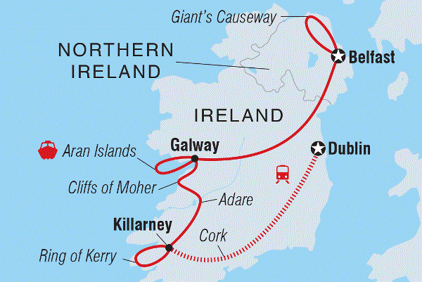 Map: Northern & Southern Ireland (Intrepid)