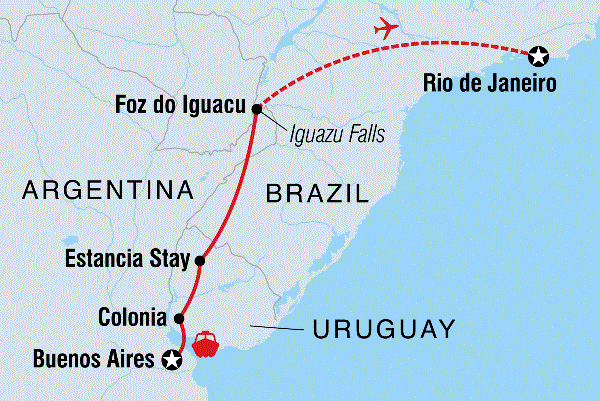 Map: Best of Argentina, Uruguay & Brazil (Intrepid)
