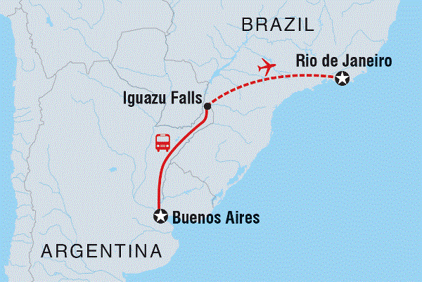 Map: One Week in Argentina and Brazil (Intrepid)