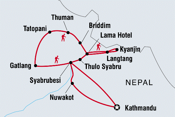 Map: Tamang Heritage & Langtang Valley Trek (Intrepid)