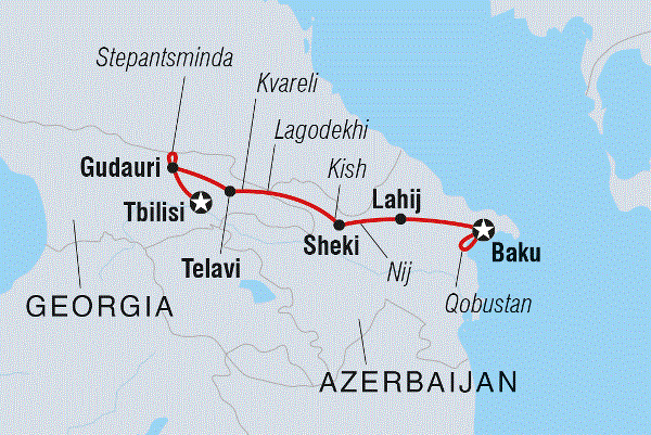 Map: Highlights of Azerbaijan & Georgia (Intrepid)