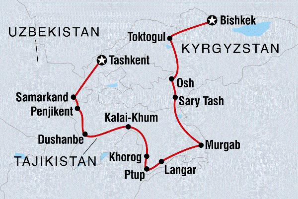 Map: Tajikistan Discovery (Intrepid)