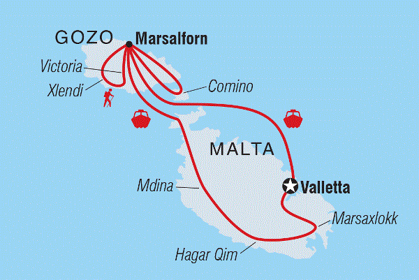 Map: Highlights of Malta & Gozo (Intrepid)