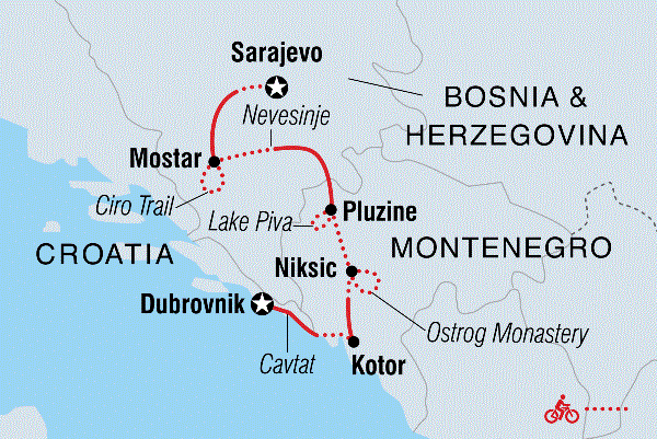 Map: Cycle the Balkans (Intrepid)