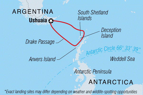 Map: Best of Antarctica: Wildlife Explorer (Ocean Endeavour) (Intrepid)