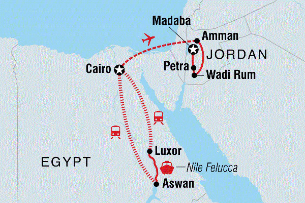Map: Discover Egypt & Jordan (Intrepid)