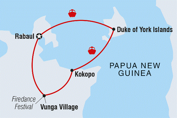 Map: Papua New Guinea Expedition: Firedance Festival (Intrepid)