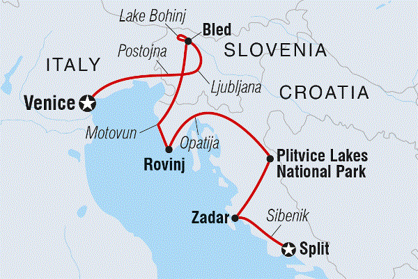Map: Premium Venice to Split (Intrepid)