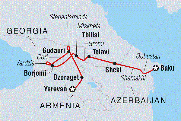 Map: Premium Azerbaijan, Georgia & Armenia (Intrepid)