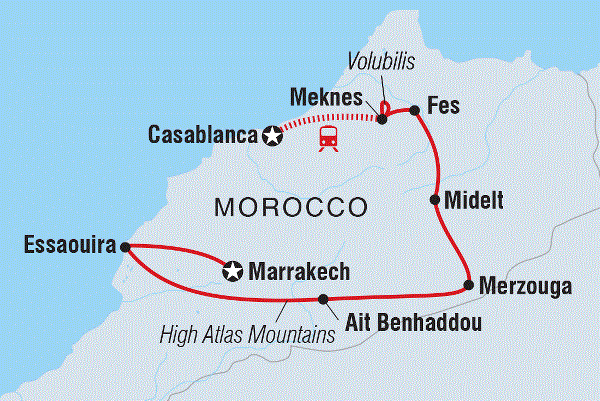 Map: Best of Morocco Family Holiday (Intrepid)