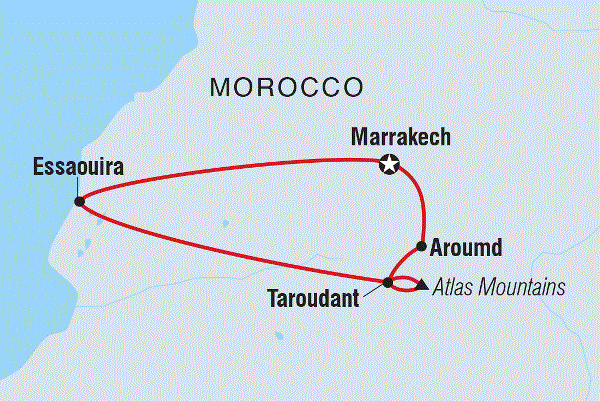 Map: Morocco Family Holiday (Intrepid)