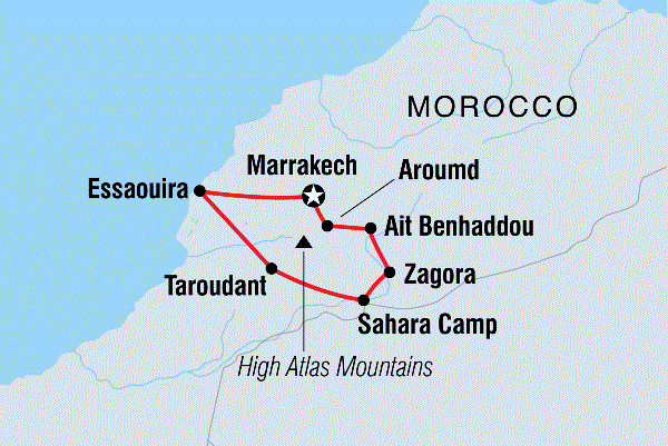 Map: South Morocco Discovery (Intrepid)
