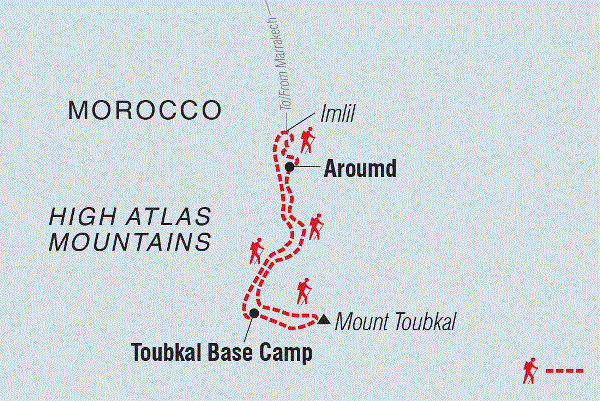 Map: Mount Toubkal Long Weekend Trek (Intrepid)