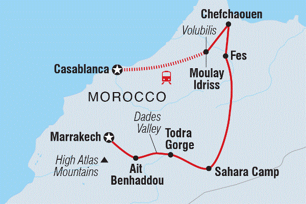 Map: Essential Morocco (Intrepid)