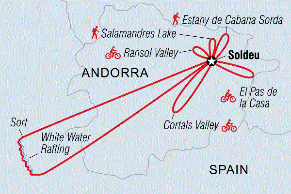 Map: Andorra: Hike, Bike & Raft (Intrepid)