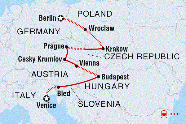 Map: Berlin to Venice (Intrepid)