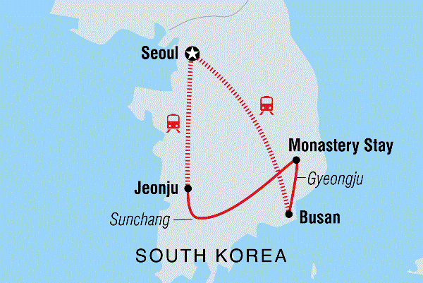 Map: South Korea Real Food Adventure (Intrepid)