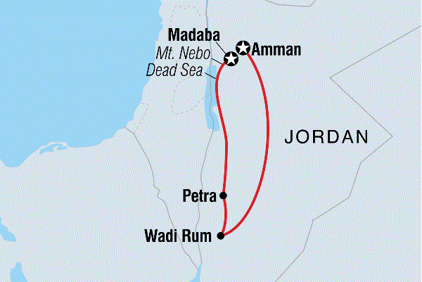 Map: One Week in Jordan (Intrepid)
