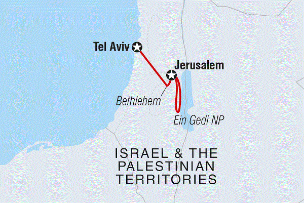 Map: Five Days in Israel & the Palestinian Territories (Intrepid)