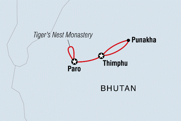 Map: Bhutan Discovered (Intrepid)