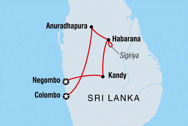 Map: Classic Sri Lanka (Intrepid)