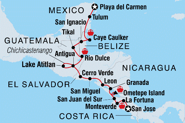 Map: Epic Mexico to Costa Rica (Intrepid)