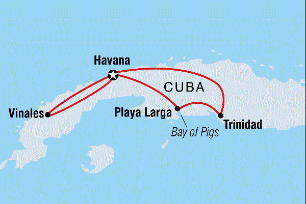 Map: One Week in Cuba (Intrepid)