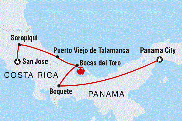 Map: Costa Rica & Panama Discovery (Intrepid)