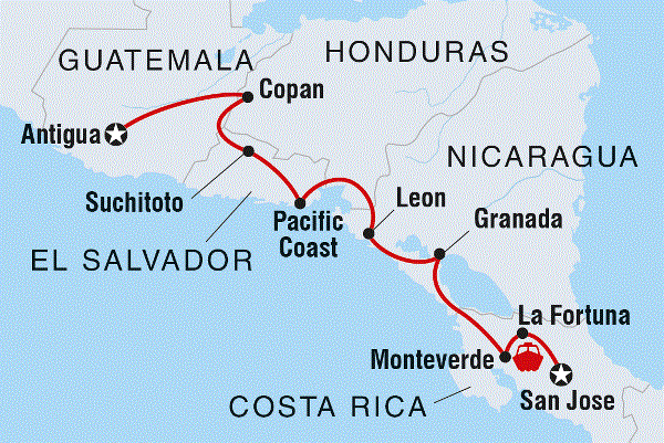 Map: Central American Journey (Intrepid)