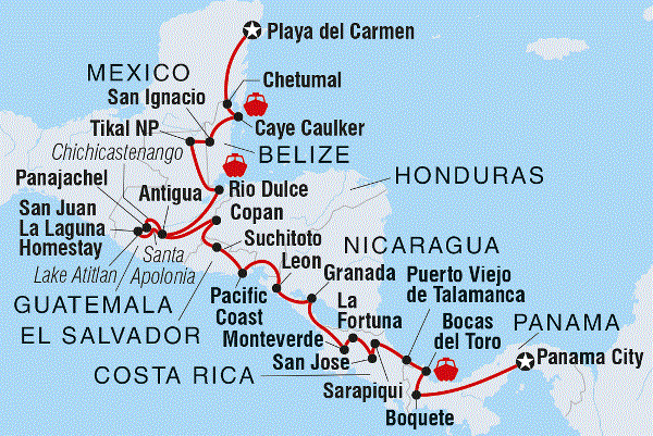 Map: Best of Central America (Intrepid)