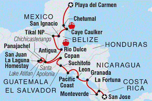 Map: Central American Adventure (Intrepid)